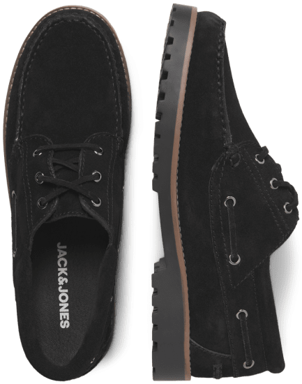 Jack & Jones Brooklyn Suede Boat Shoes Black - Scarpe da uomo 40-52 - 