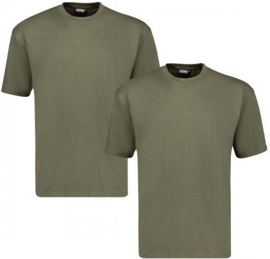 Adamo 129420 Marlon Comfort fit 2-pack T-shirt Olive Green - Magliette - Magliette Uomo Taglie Forti