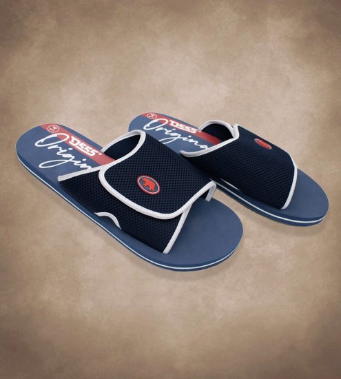 D555 DRAKE Slippers With Velcro Fastening Navy - Scarpe da uomo 40-52 - 