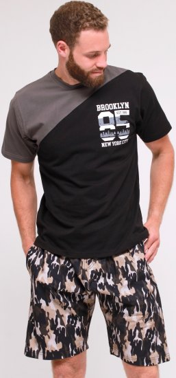 Kam Jeans 5001 'Brooklyn 85' Tee And Short Set Black - Magliette - Magliette Uomo Taglie Forti