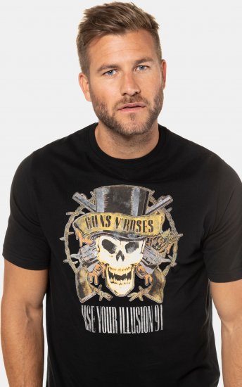 JP1880 Guns N’ Roses Skull Comfort Fit Band T-Shirt Black - Magliette - Magliette Uomo Taglie Forti