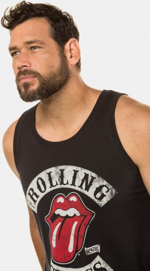 JP1880 Rolling Stones Graphic Band Tank Top Black - Magliette - Magliette Uomo Taglie Forti