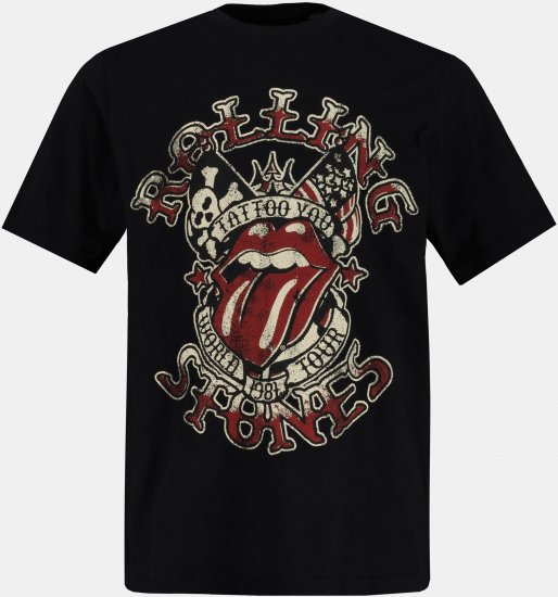 JP1880 Rolling Stones Graphic Comfort Fit Band T-Shirt Black - Magliette - Magliette Uomo Taglie Forti