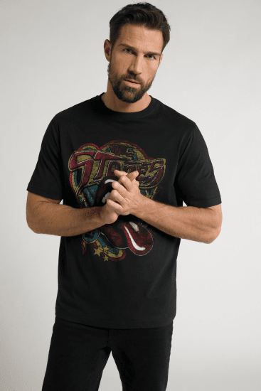 JP1880 Rolling Stones Graphic Band T-Shirt Black - Magliette - Magliette Uomo Taglie Forti