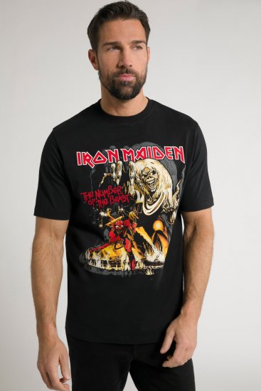 JP1880 Iron Maiden - Number of the Beast Graphic Comfort Fit Band T-Shirt Black - Magliette - Magliette Uomo Taglie Forti