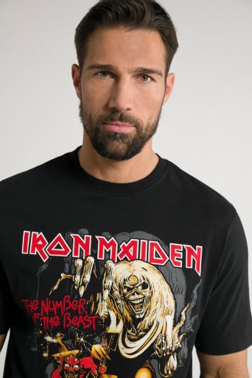 JP1880 Iron Maiden - Number of the Beast Graphic Comfort Fit Band T-Shirt Black - Magliette - Magliette Uomo Taglie Forti