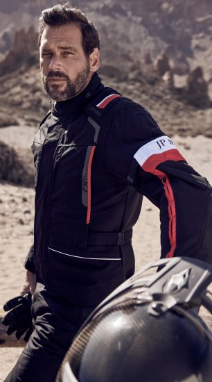 JP1880 Sporty Touring Motorcycle Jacket Black & Red - Abbigliamento moto taglie forti - Abbigliamento da moto taglie forti per uomo