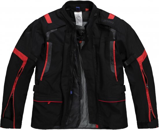 JP1880 Sporty Touring Motorcycle Jacket Black & Red - Abbigliamento moto taglie forti - Abbigliamento da moto taglie forti per uomo
