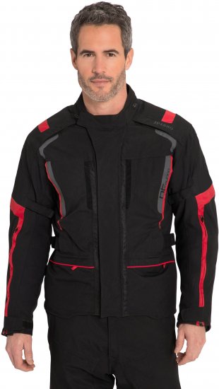 JP1880 Sporty Touring Motorcycle Jacket Black & Red - Abbigliamento moto taglie forti - Abbigliamento da moto taglie forti per uomo