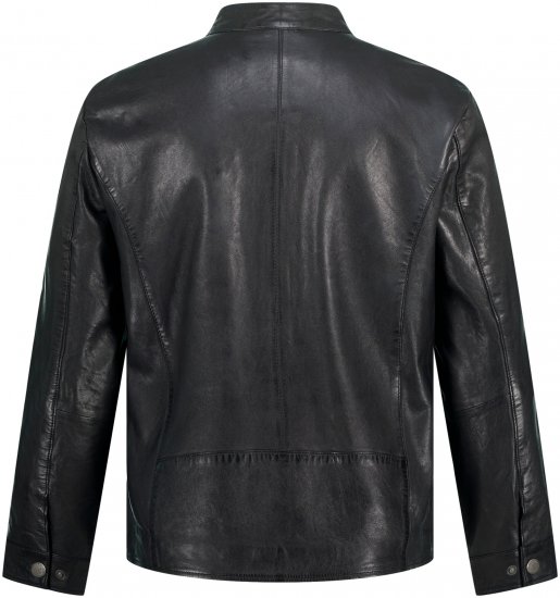 JP1880 Biker Style Leather Jacket Black - Giubbotti - Giubbotti Uomo Taglie Forti