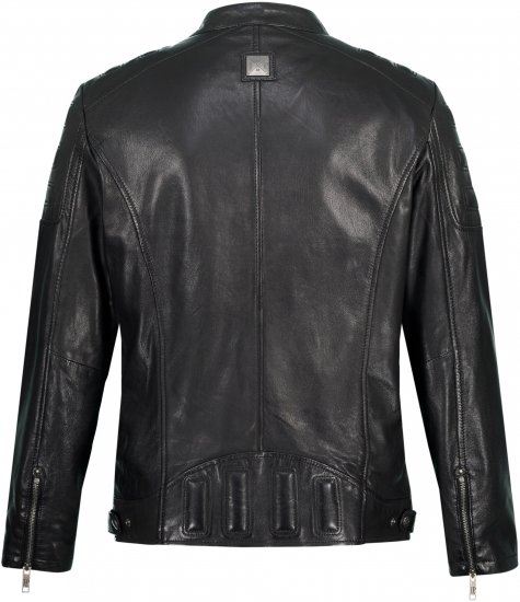 JP1880 Classic Biker Style Leather Jacket Black - Giubbotti - Giubbotti Uomo Taglie Forti
