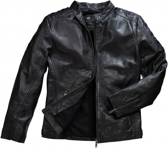 JP1880 Classic Biker Style Leather Jacket Black - Giubbotti - Giubbotti Uomo Taglie Forti