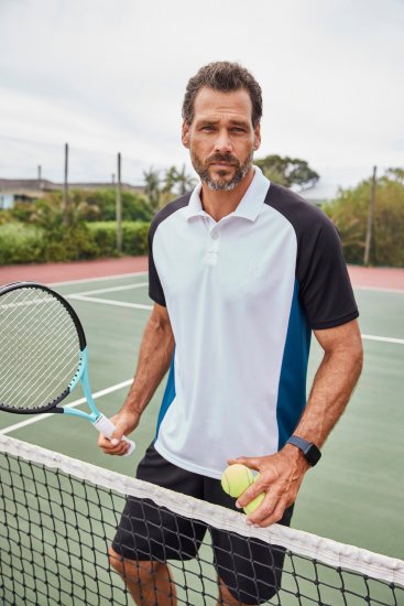 JP1880 FLEXNAMIC® QuickDry Tennis Polo Black-White-Blue - Abbigliamento sportivo & Outdoor - Abbigliamento Sportivo Uomo Taglie Forti
