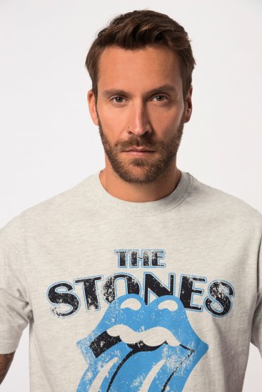 JP1880 Rolling Stones Graphic Comfort Fit Band T-Shirt Light Grey - Magliette - Magliette Uomo Taglie Forti