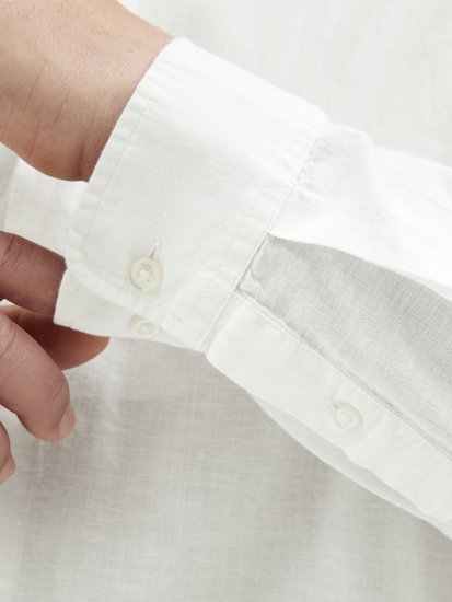 Jack & Jones Breeze Poplin Long Sleeve Shirt White - Camicie - Camicie Taglie Forti Uomo
