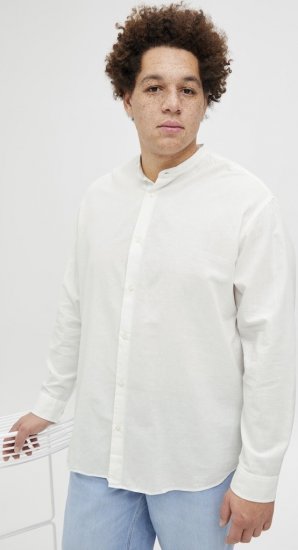 Jack & Jones Breeze Poplin Long Sleeve Shirt White - Camicie - Camicie Taglie Forti Uomo
