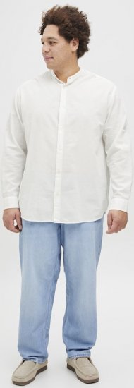 Jack & Jones Breeze Poplin Long Sleeve Shirt White - Camicie - Camicie Taglie Forti Uomo