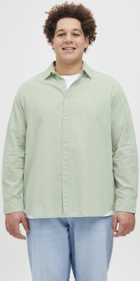 Jack & Jones Breeze Linen Blend Long Sleeve Shirt Iceberg Green - Camicie - Camicie Taglie Forti Uomo