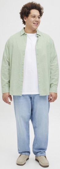 Jack & Jones Breeze Linen Blend Long Sleeve Shirt Iceberg Green - Camicie - Camicie Taglie Forti Uomo