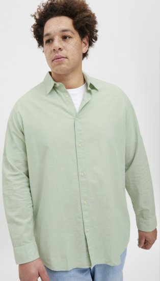 Jack & Jones Breeze Linen Blend Long Sleeve Shirt Iceberg Green - Camicie - Camicie Taglie Forti Uomo