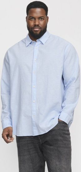 Jack & Jones Breeze Linen Blend Long Sleeve Shirt Chambray Blue - Camicie - Camicie Taglie Forti Uomo