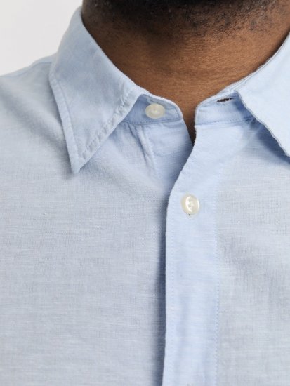 Jack & Jones Breeze Linen Blend Long Sleeve Shirt Chambray Blue - Camicie - Camicie Taglie Forti Uomo