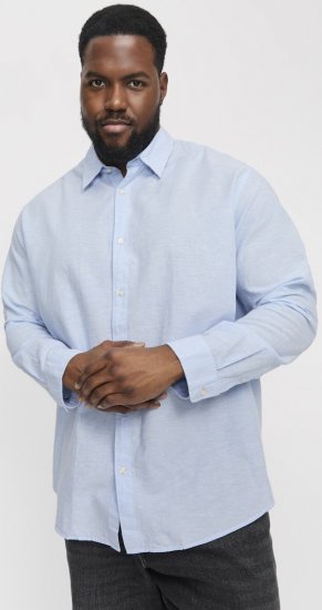 Jack & Jones Breeze Linen Blend Long Sleeve Shirt Chambray Blue - Camicie - Camicie Taglie Forti Uomo