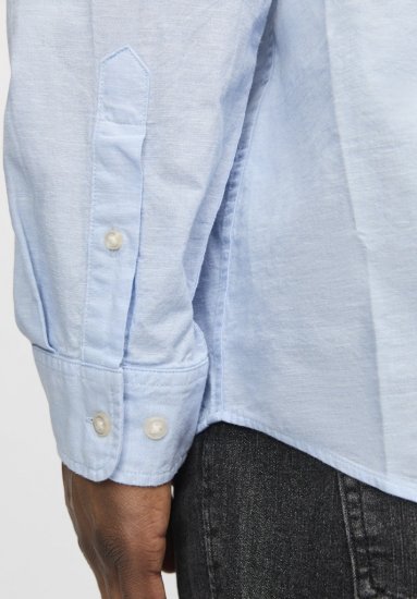 Jack & Jones Breeze Linen Blend Long Sleeve Shirt Chambray Blue - Camicie - Camicie Taglie Forti Uomo