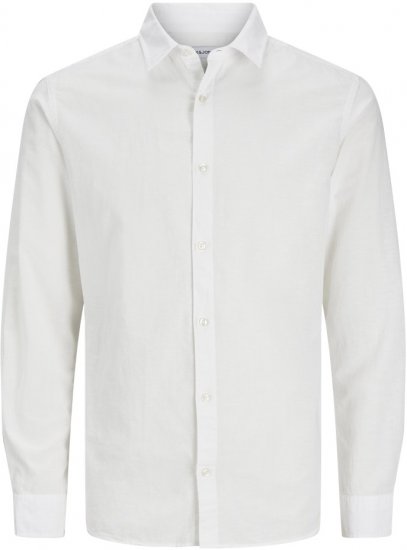 Jack & Jones Breeze Linen Blend Long Sleeve Shirt White - Camicie - Camicie Taglie Forti Uomo