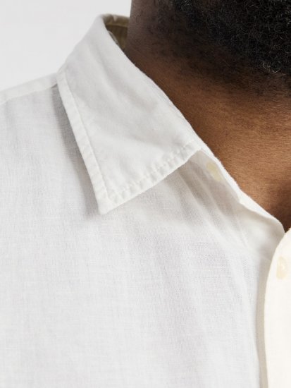 Jack & Jones Breeze Linen Blend Long Sleeve Shirt White - Camicie - Camicie Taglie Forti Uomo