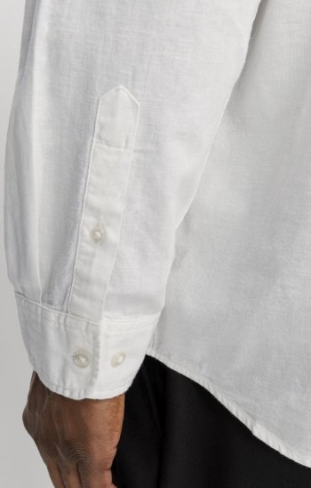 Jack & Jones Breeze Linen Blend Long Sleeve Shirt White - Camicie - Camicie Taglie Forti Uomo
