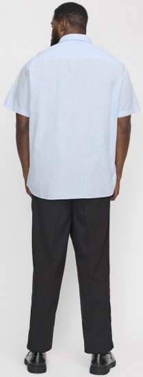 Jack & Jones Breeze Linen Blend Short Sleeve Shirt Chambray Blue - Camicie - Camicie Taglie Forti Uomo