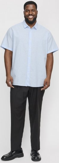 Jack & Jones Breeze Linen Blend Short Sleeve Shirt Chambray Blue - Camicie - Camicie Taglie Forti Uomo