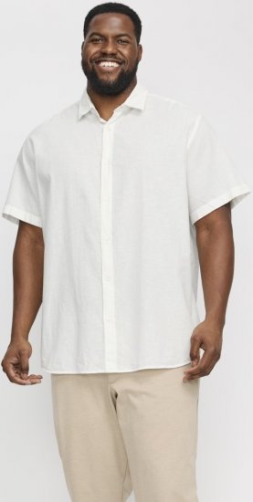 Jack & Jones Breeze Linen Blend Short Sleeve Shirt White - Camicie - Camicie Taglie Forti Uomo