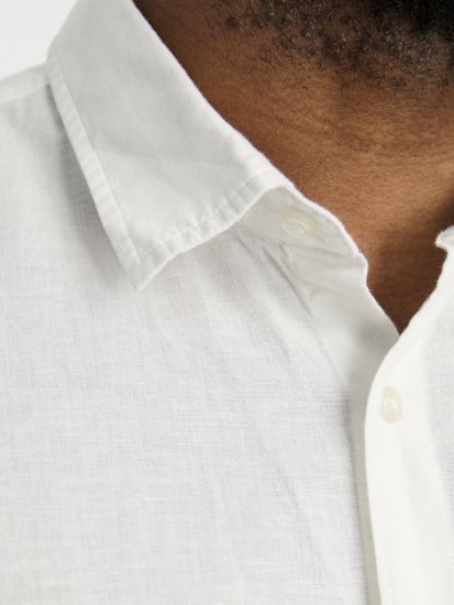 Jack & Jones Breeze Linen Blend Short Sleeve Shirt White - Camicie - Camicie Taglie Forti Uomo