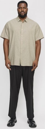 Jack & Jones Breeze Linen Blend Short Sleeve Shirt Beige - Camicie - Camicie Taglie Forti Uomo