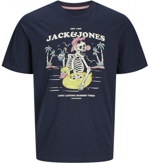 Jack & Jones Elijah Crew Neck T-Shirt Navy - Magliette - Magliette Uomo Taglie Forti