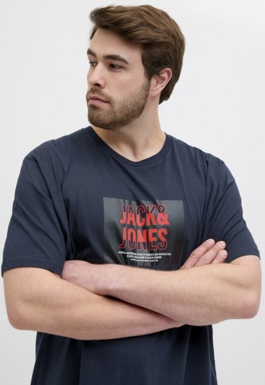 Jack & Jones Hudson Crew Neck T-Shirt Navy - Magliette - Magliette Uomo Taglie Forti