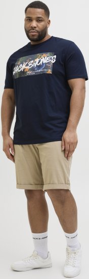 Jack & Jones Hawaii Shape Crew Neck T-Shirt Navy - Magliette - Magliette Uomo Taglie Forti