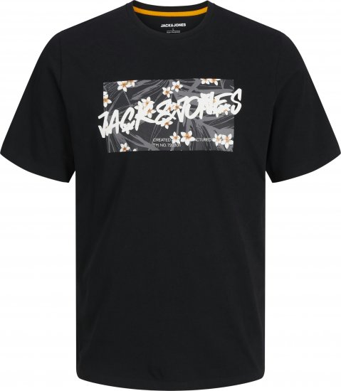 Jack & Jones Hawaii Shape Crew Neck T-Shirt Black - Magliette - Magliette Uomo Taglie Forti