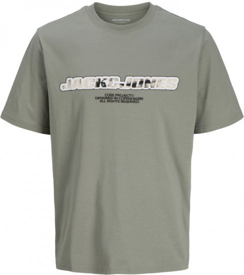Jack & Jones Lido Core Front Print T-Shirt Shadow Grey - Magliette - Magliette Uomo Taglie Forti