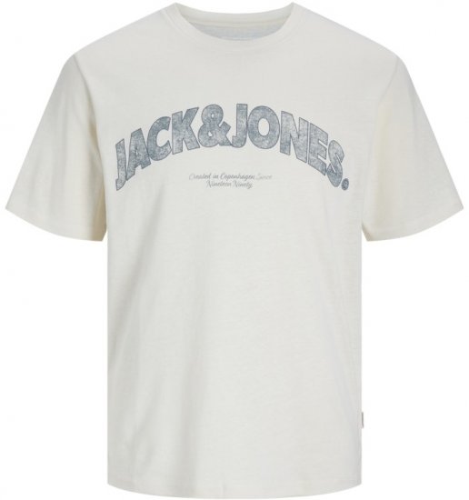 Jack & Jones Almeria Bold Branding T-Shirt Antique White - Magliette - Magliette Uomo Taglie Forti