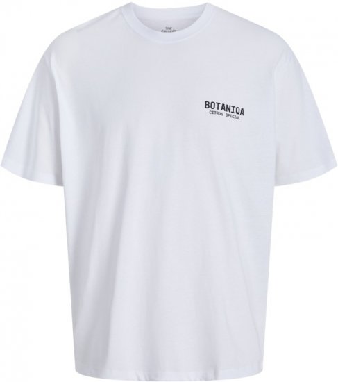 Jack & Jones Botaniq Crew Neck T-Shirt Bright White - Magliette - Magliette Uomo Taglie Forti