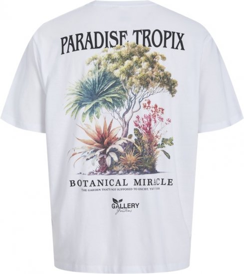 Jack & Jones Botaniq Crew Neck T-Shirt Bright White - Magliette - Magliette Uomo Taglie Forti