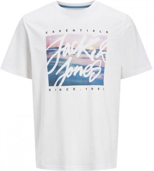 Jack & Jones Colton Photoprint Crew Neck T-Shirt White - Magliette - Magliette Uomo Taglie Forti