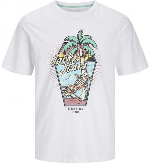 Jack & Jones Elijah Crew Neck T-Shirt White - Magliette - Magliette Uomo Taglie Forti