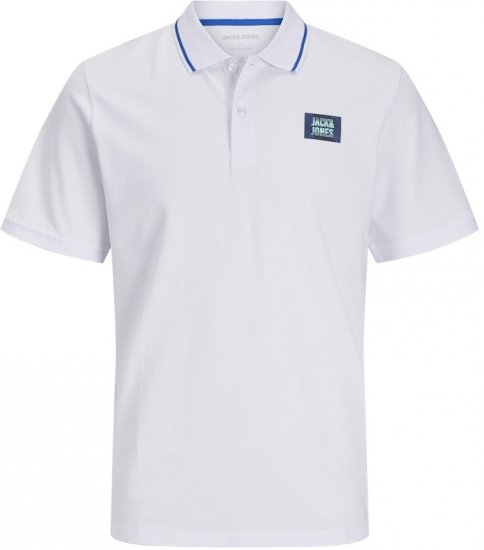 Jack & Jones Hudson Short Sleeve Polo White - Polo - Polo Uomo Taglie Forti