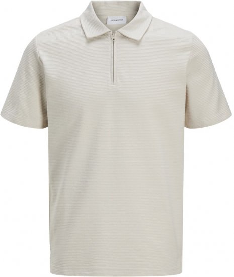 Jack & Jones Benja Short Sleeve Zip Polo Grey - Polo - Polo Uomo Taglie Forti