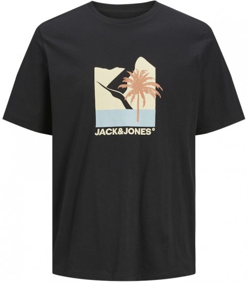 Jack & Jones Barbados Graphic Crew Neck T-Shirt Black - Magliette - Magliette Uomo Taglie Forti