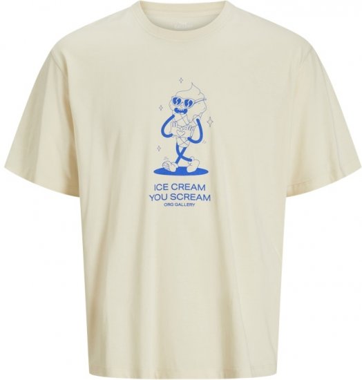 Jack & Jones Unexpect Crew Neck T-Shirt Antique White - Magliette - Magliette Uomo Taglie Forti